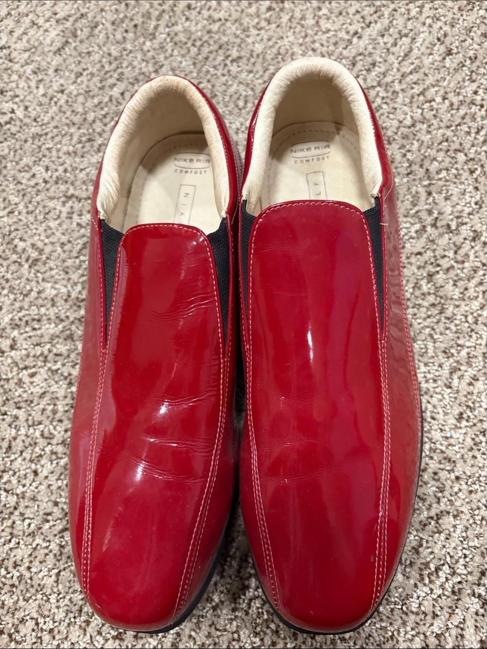 Nike Red Patent Slip-On Athletic Loafers